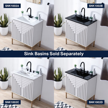 Rowan Geometric Modern Transitional 2-Shelf Bath Vanity Cabinet Only (Sink Basin Not Included) - JONATHAN Y